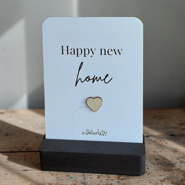 Kaartje op houdertje happy new home