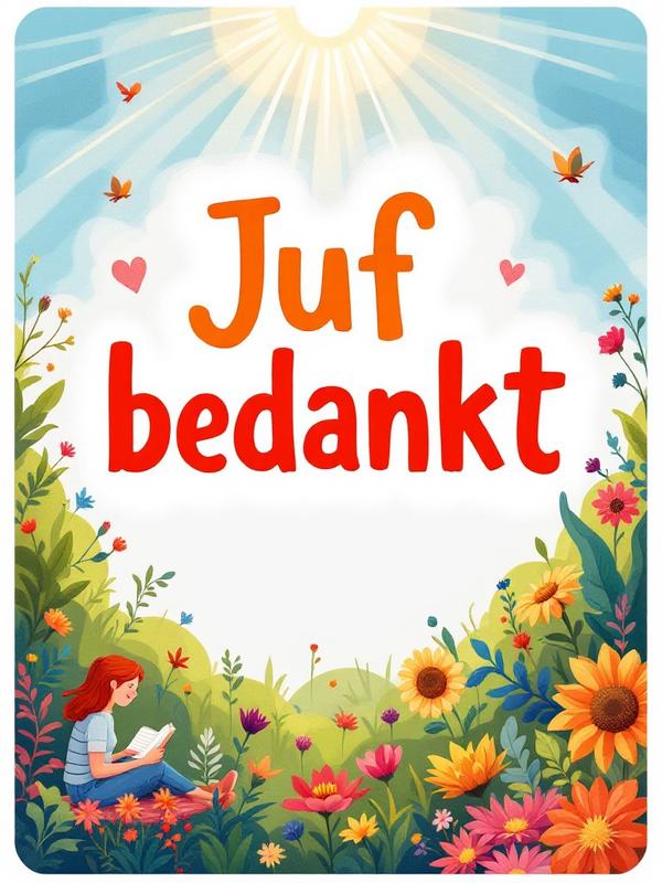 Ansichtkaart juf bedankt A5