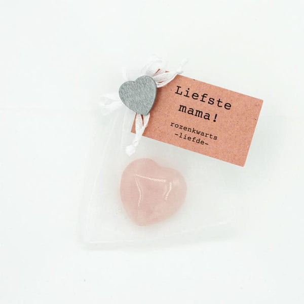 Hartje Rozenkwarts mama organza Moederdag