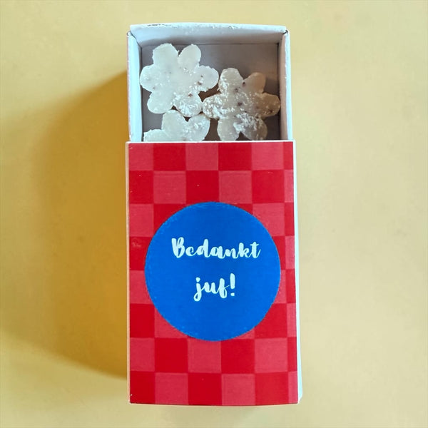 Doosje met zeepjes bedankt juf colour