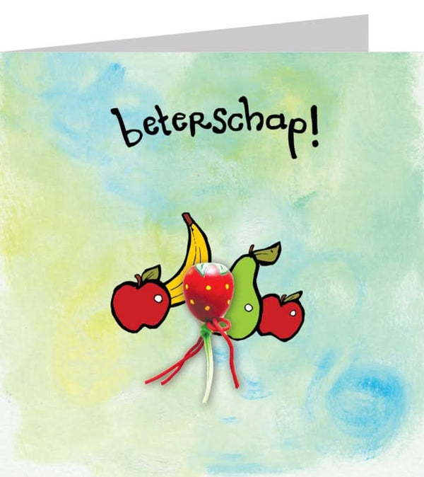 Wenskaart met gelukspoppetje beterschap