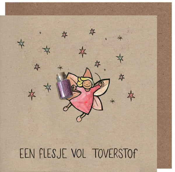 Wenskaart flesje vol toverstof kraft