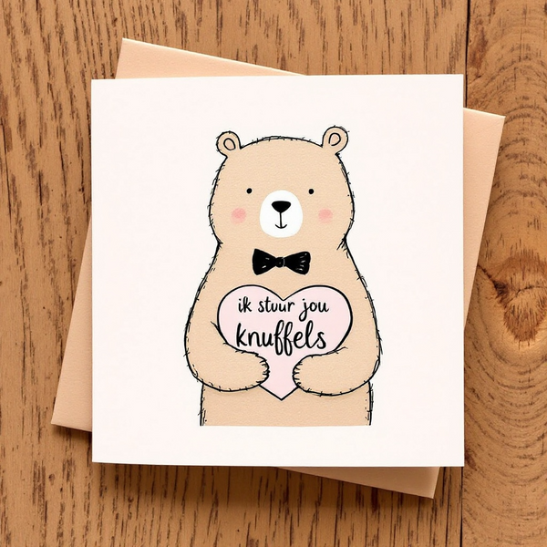 Wenskaart ik stuur jou een knuffel
