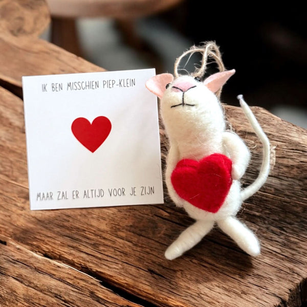 Vilten muis ik ben misschien piep-klein wit sleutelhanger