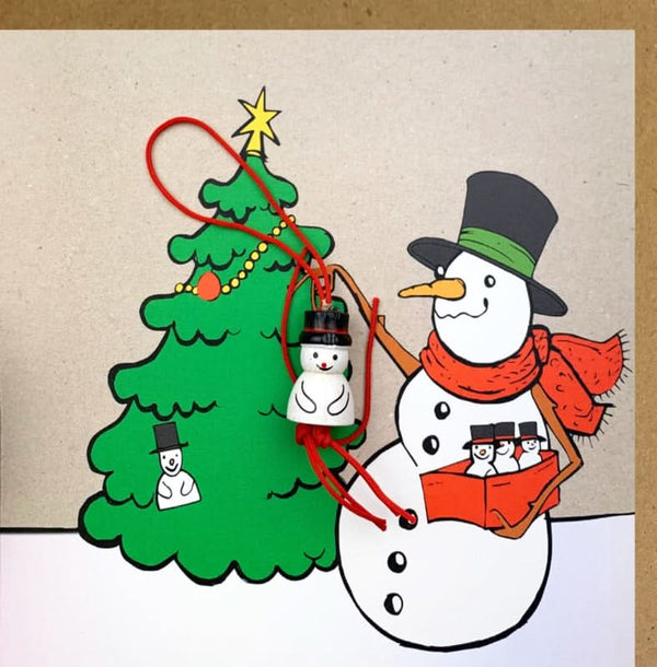 Carte de voeux kraft bonhomme de neige