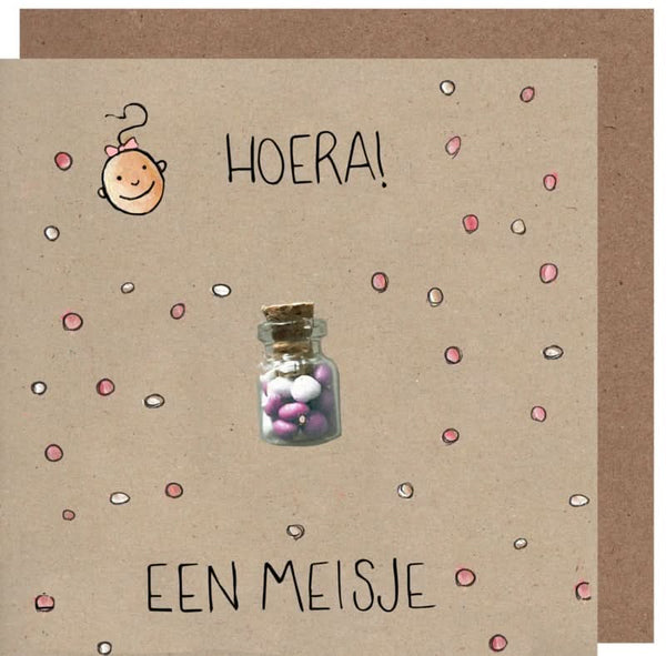 Wenskaart kraft hoera een meisje