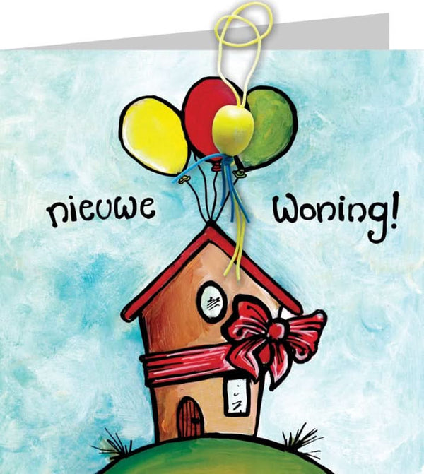 Wenskaart met gelukspop nieuwe woning