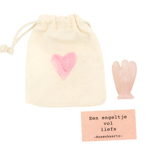 Zakje met engeltje Rozenkwarts 