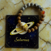 Planeten Armband Saturnus 19mm | Versteend Hout & Regenboog Maansteen