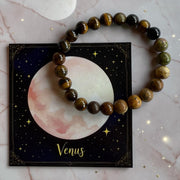 Planeten Armband Venus 19mm | Tijgeroog, Versteend Hout & Onyx
