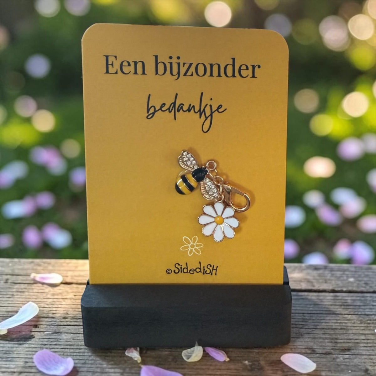 Kaartje op houdertje een bijzonder bedankje