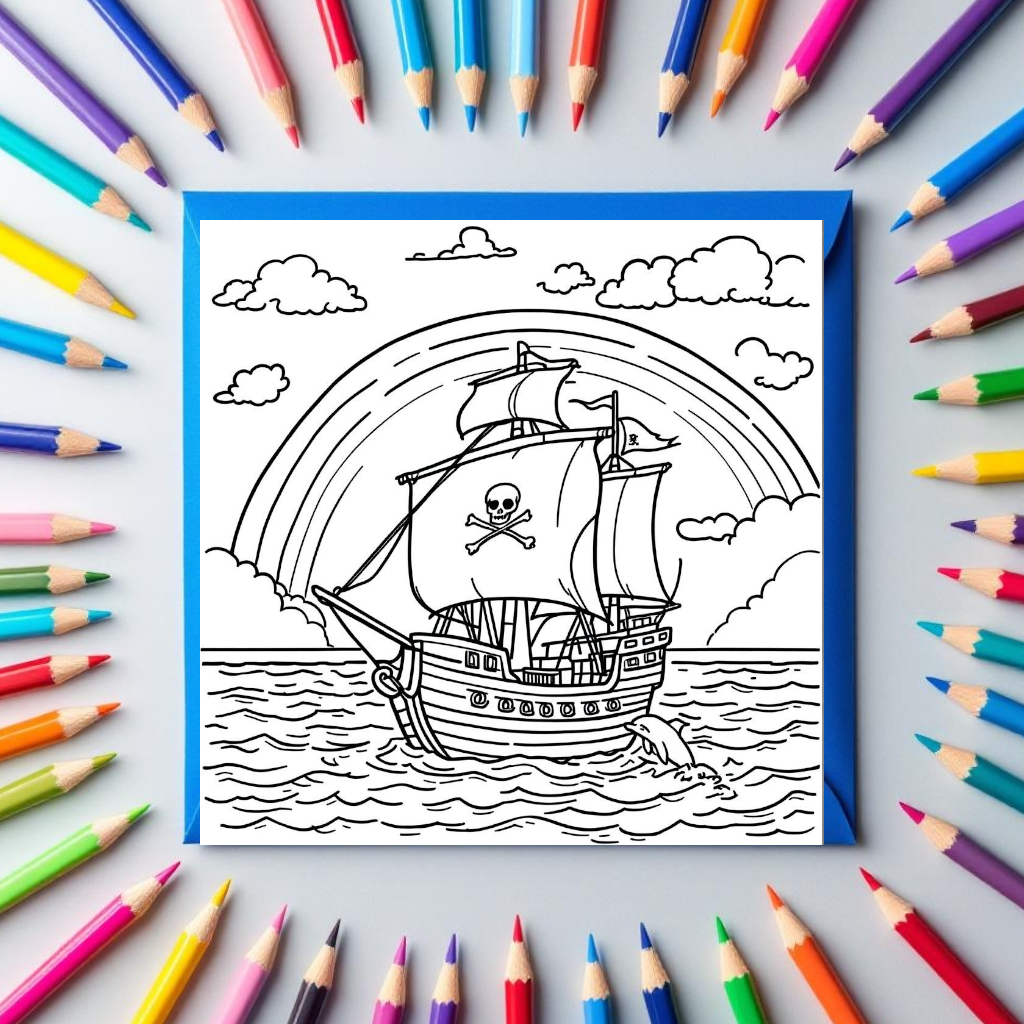 Inkleur kaart piratenboot