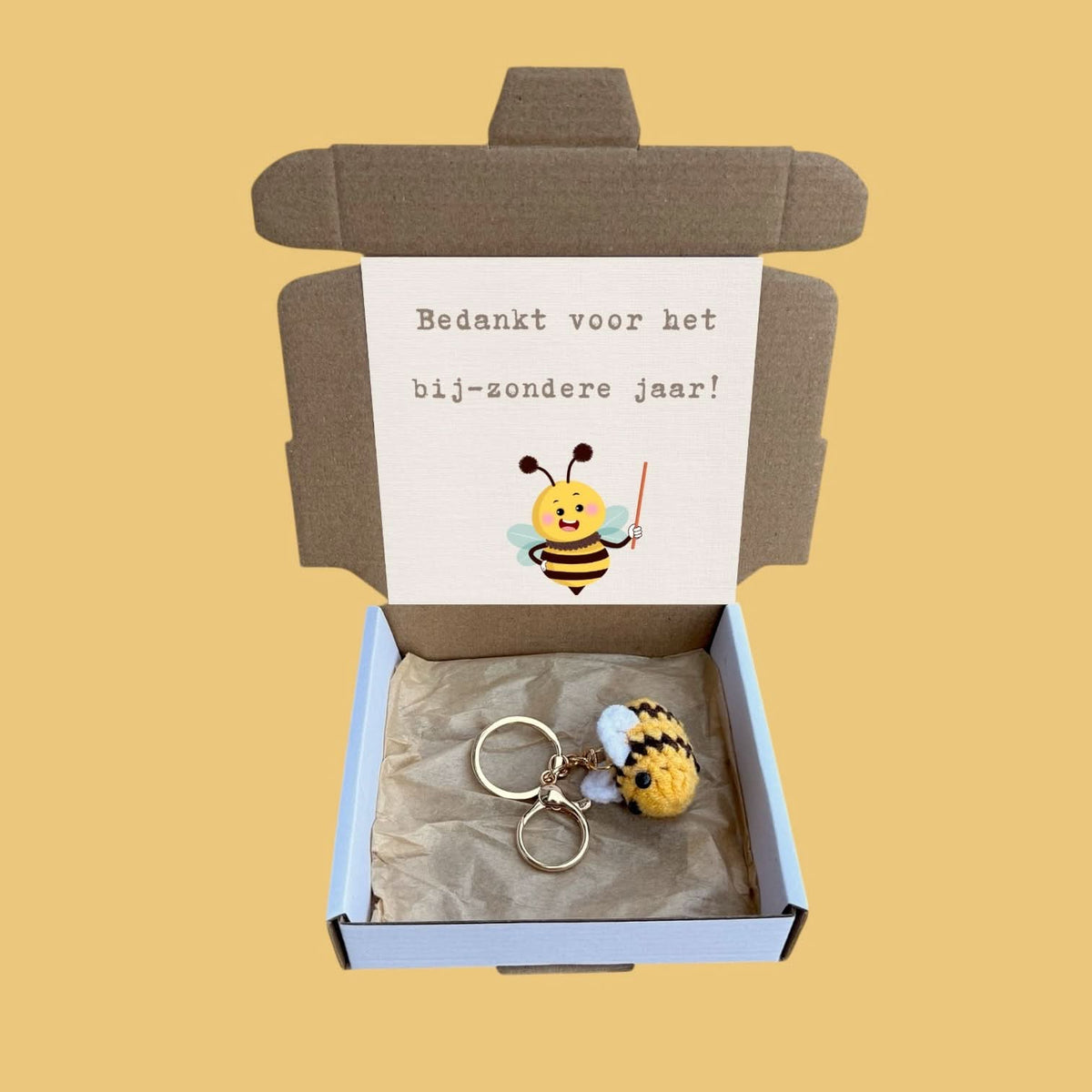 Doosje bedankt voor het bij-zondere jaar sleutelhanger