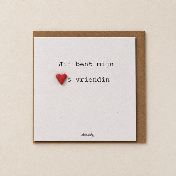 Sidedish kaart K07 jij bent mijn hartsvriendin met kraftenvelop