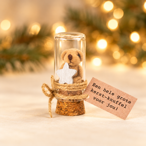Beertje in flesje kerstknuffel bruin