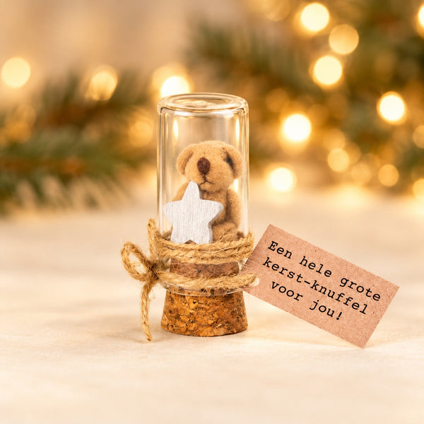 Beertje in flesje kerstknuffel bruin
