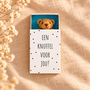 Bruin beertje in doosje plat op linnen