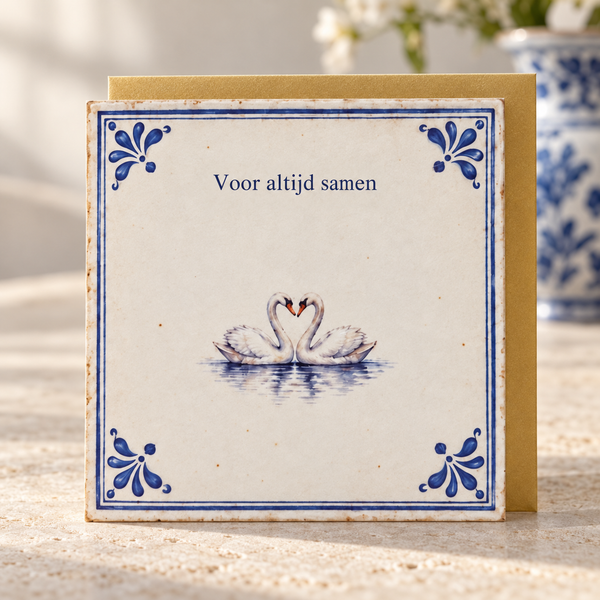 Voor altijd samen – wenskaart met gouden envelop