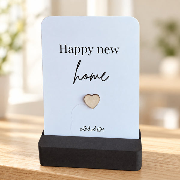 Kaartje op houdertje happy new home