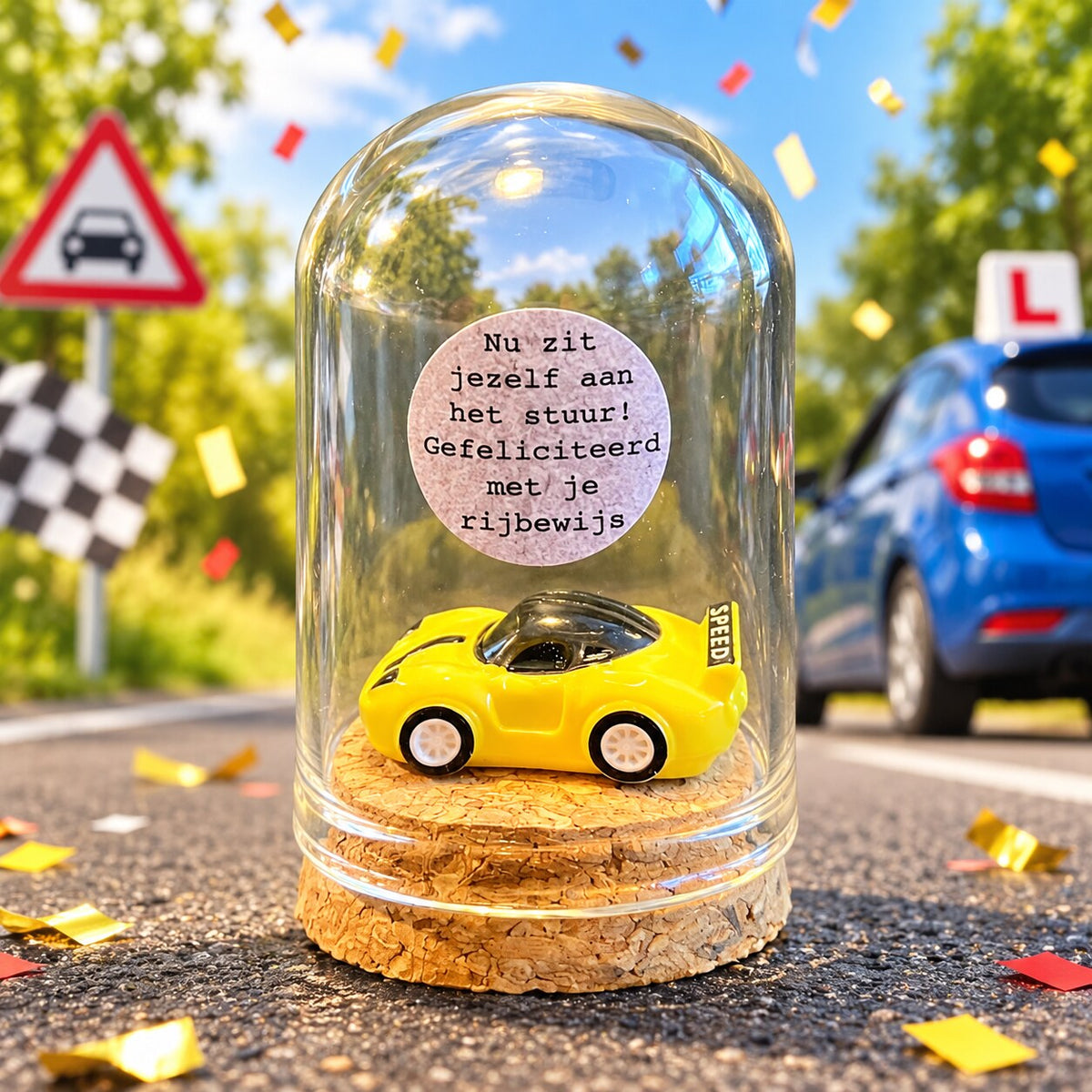 Gefeliciteerd met je rijbewijs – ronde stolp 4 x 5 cm