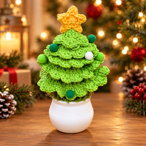 Gehaakte kerstboom in potje – Kerstdecoratie met ster