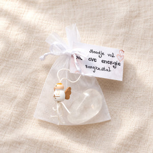 Cuddle stone -Positieve energie Bergkristal – in cadeauzakje
