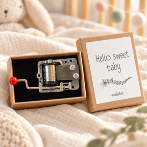 Muziekdoosje Hello sweet baby met passende achtergrond
