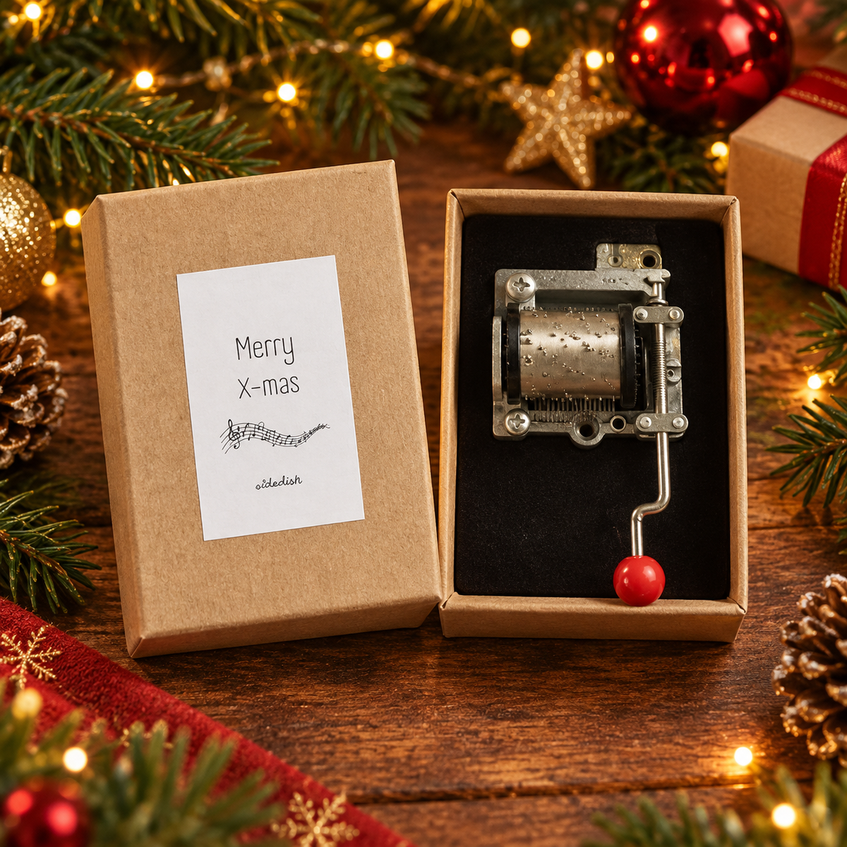 Muziekdoosje Merry X-mas in kerstsfeer