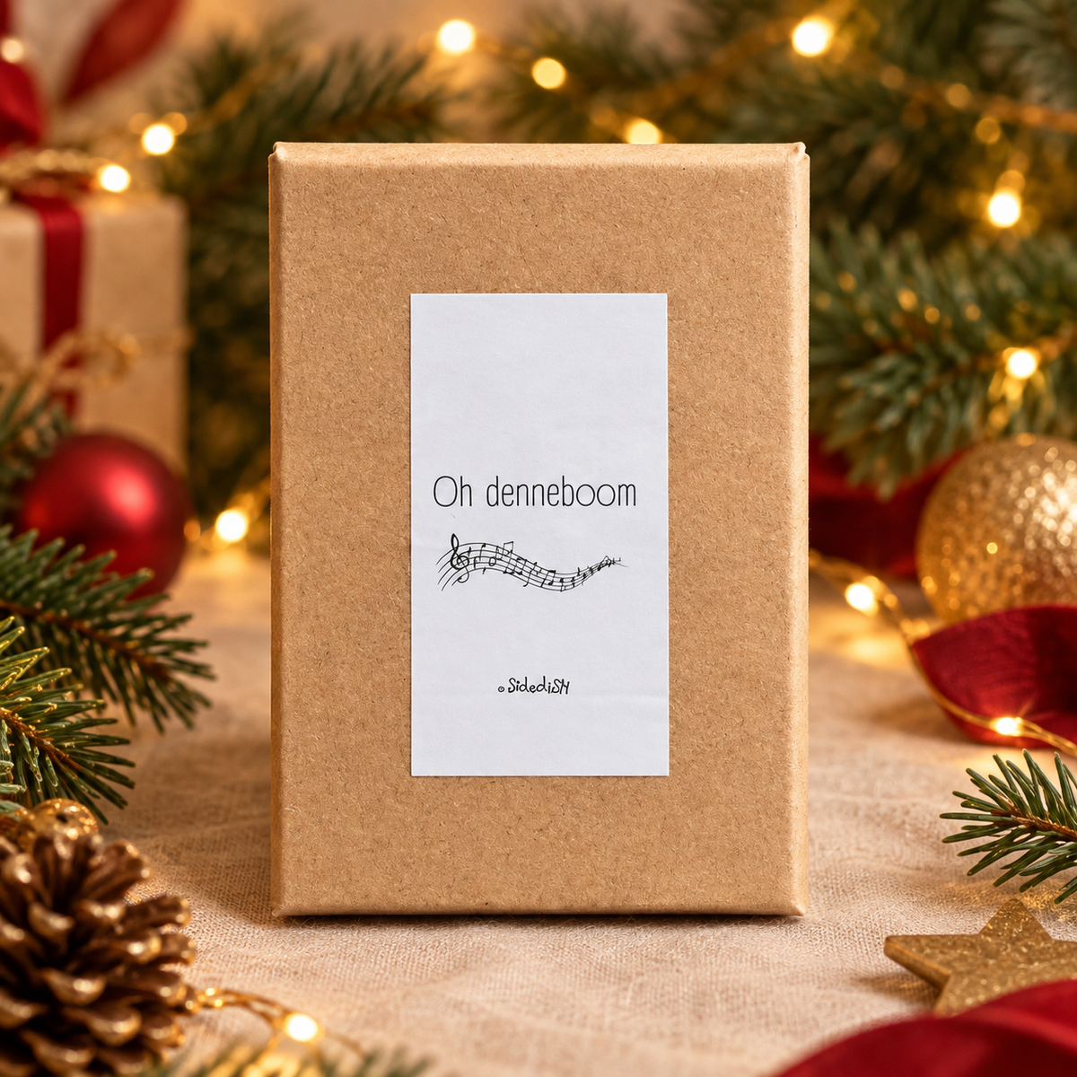 Gesloten muziekdoosje Oh Denneboom in kerstsfeer