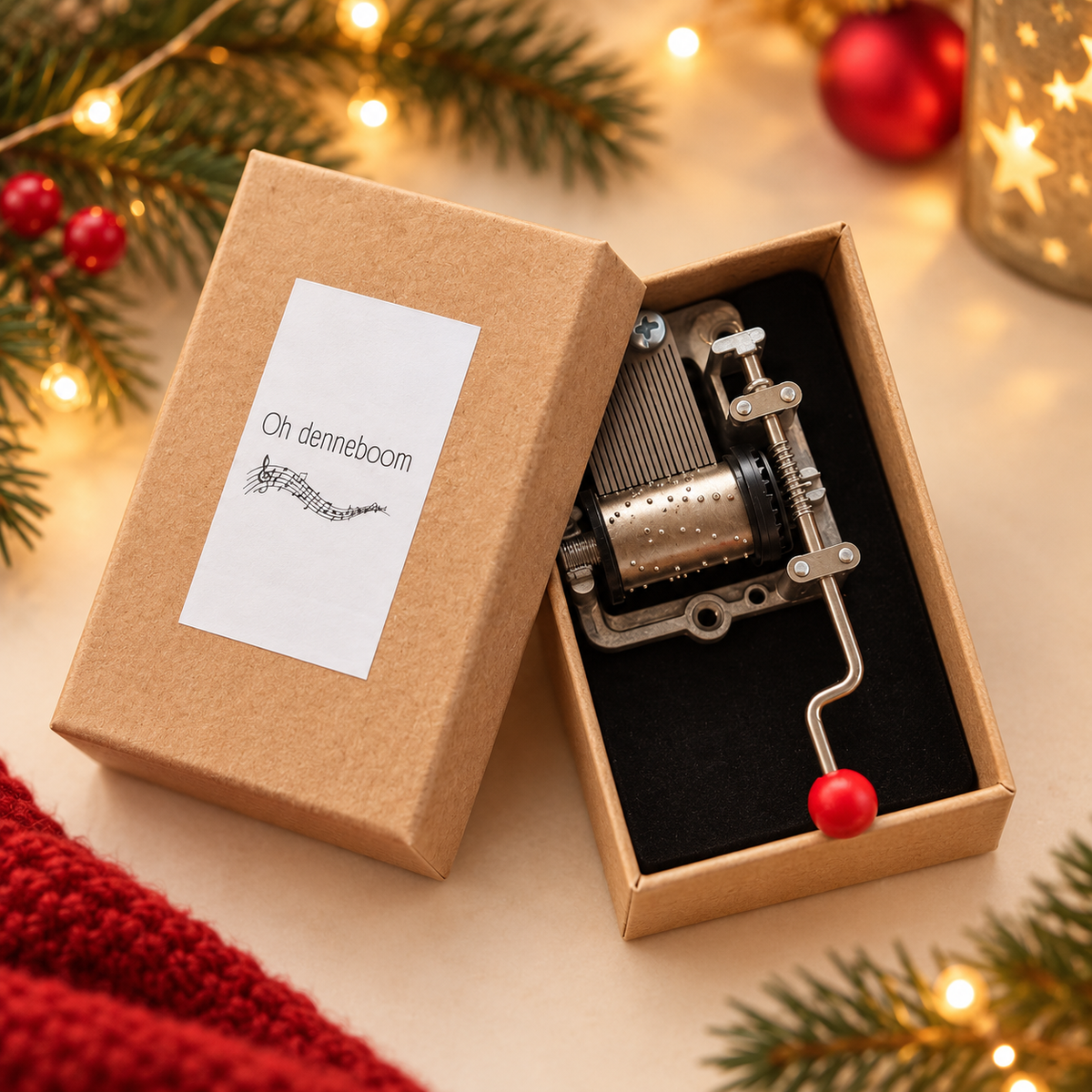 Muziekdoosje Oh Denneboom in warme kerstsfeer