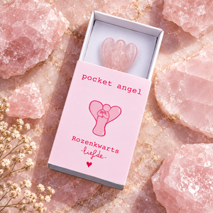 Pocket Angel rozenkwarts op edelstenen