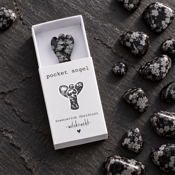 Pocket Angel Sneeuwvlokobsidiaan op edelstenen