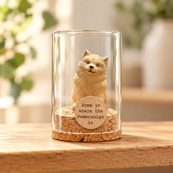 Pomeranian in glazen stolp – Home is where the Pomeranian is