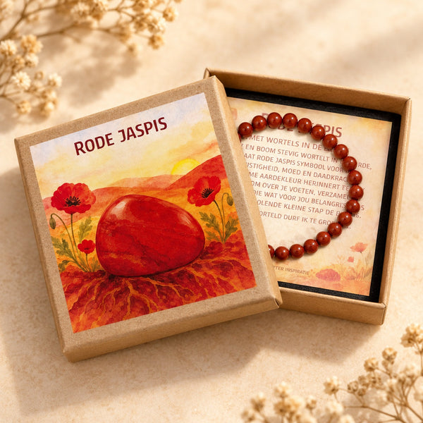 Rode jaspis armband in cadeaudoosje