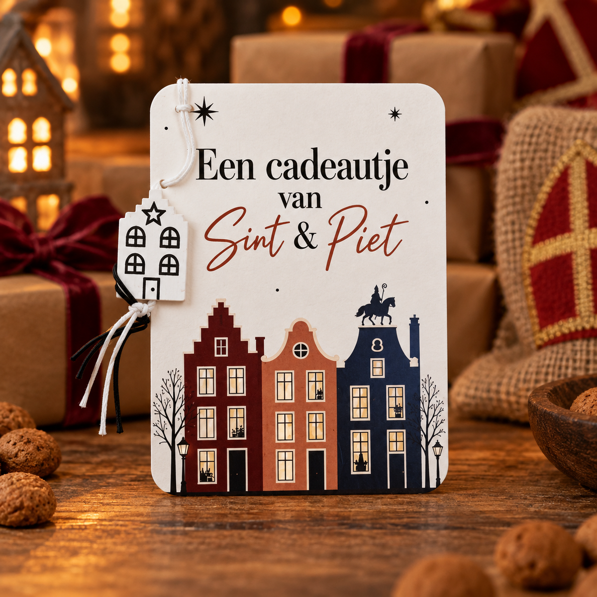 Een cadeautje van Sint & Piet – kaartje met hanger