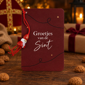 Groetjes van de Sint – kaartje met hanger