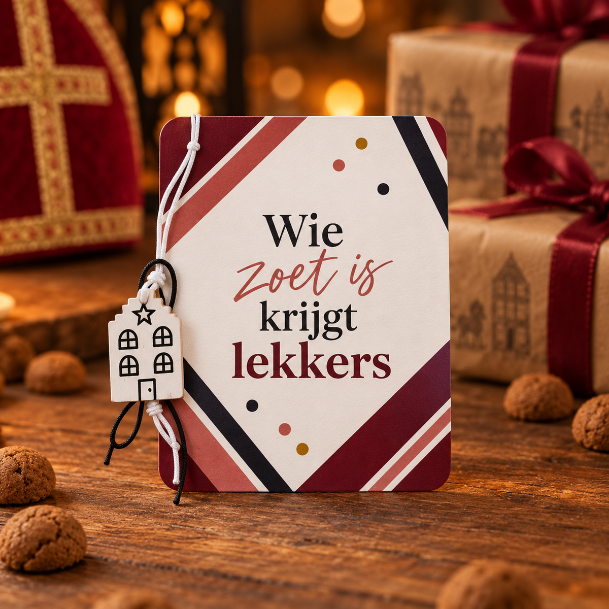 Wie zoet is krijgt lekkers – kaartje met hanger